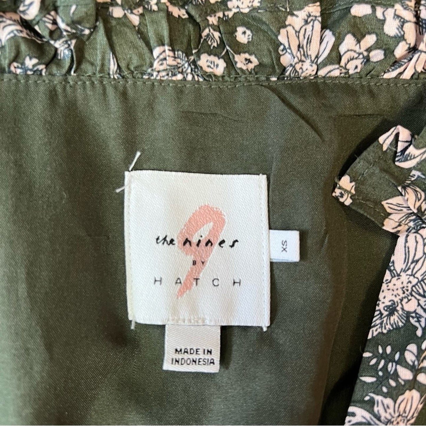 The Nines By Hatch 3/4 Sleeve Olive Green Floral Maternity Dress SZ XS