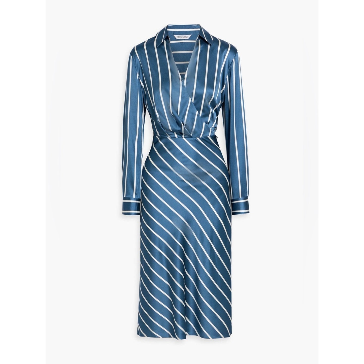Veronica Beard Otis Striped Silk-Blend Satin Midi Dress SZ 4