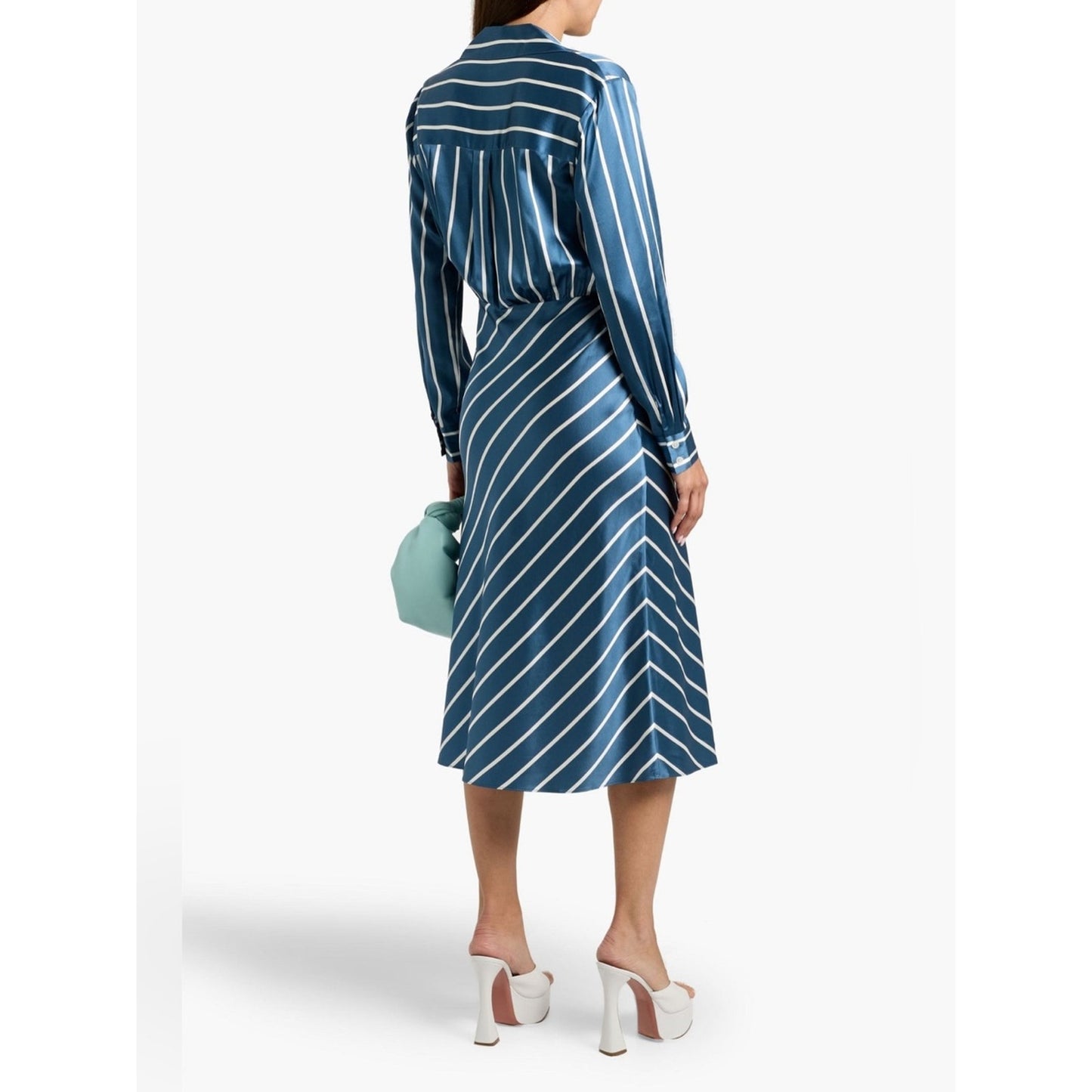 Veronica Beard Otis Striped Silk-Blend Satin Midi Dress SZ 4