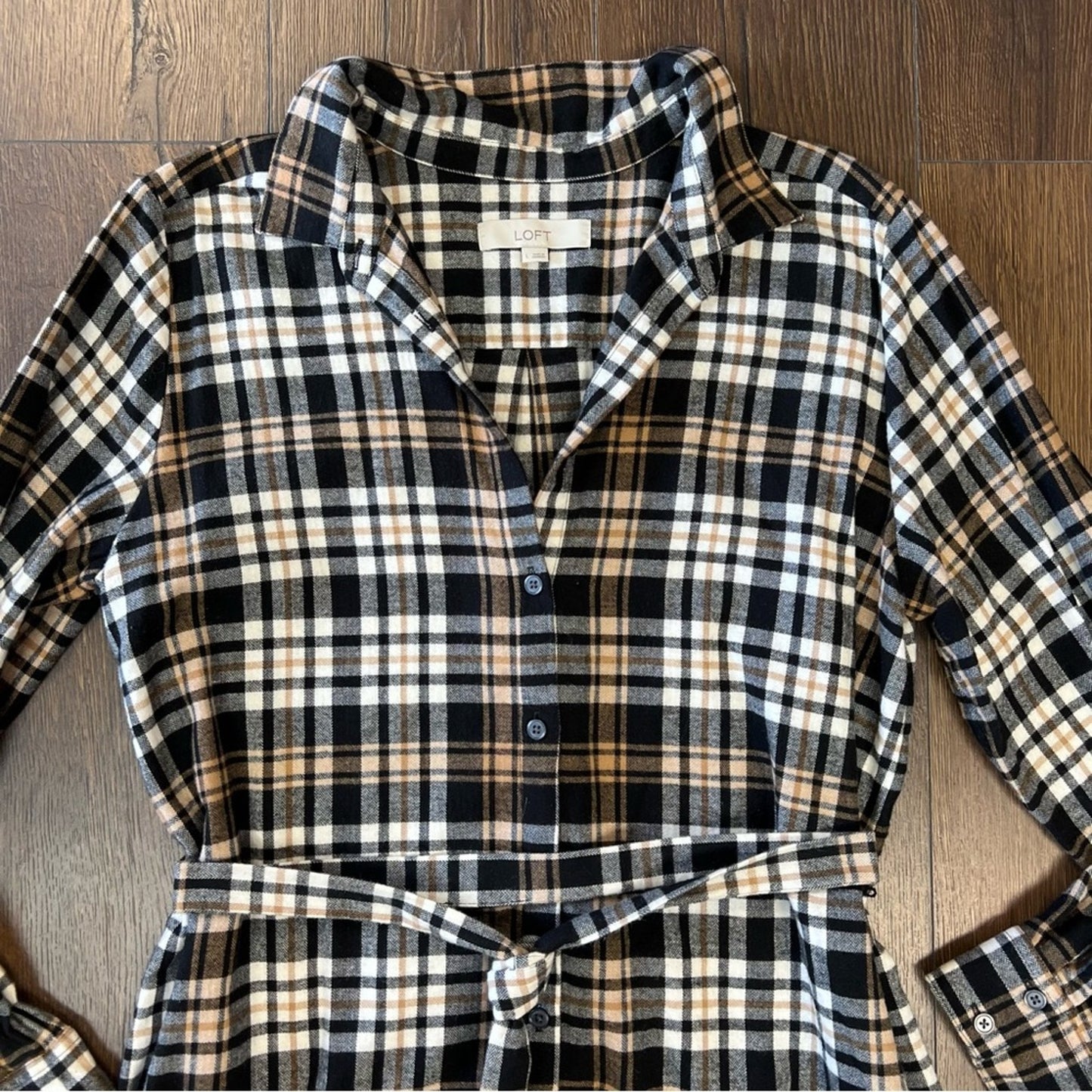 LOFT Plaid Shirtdress SZ LG
