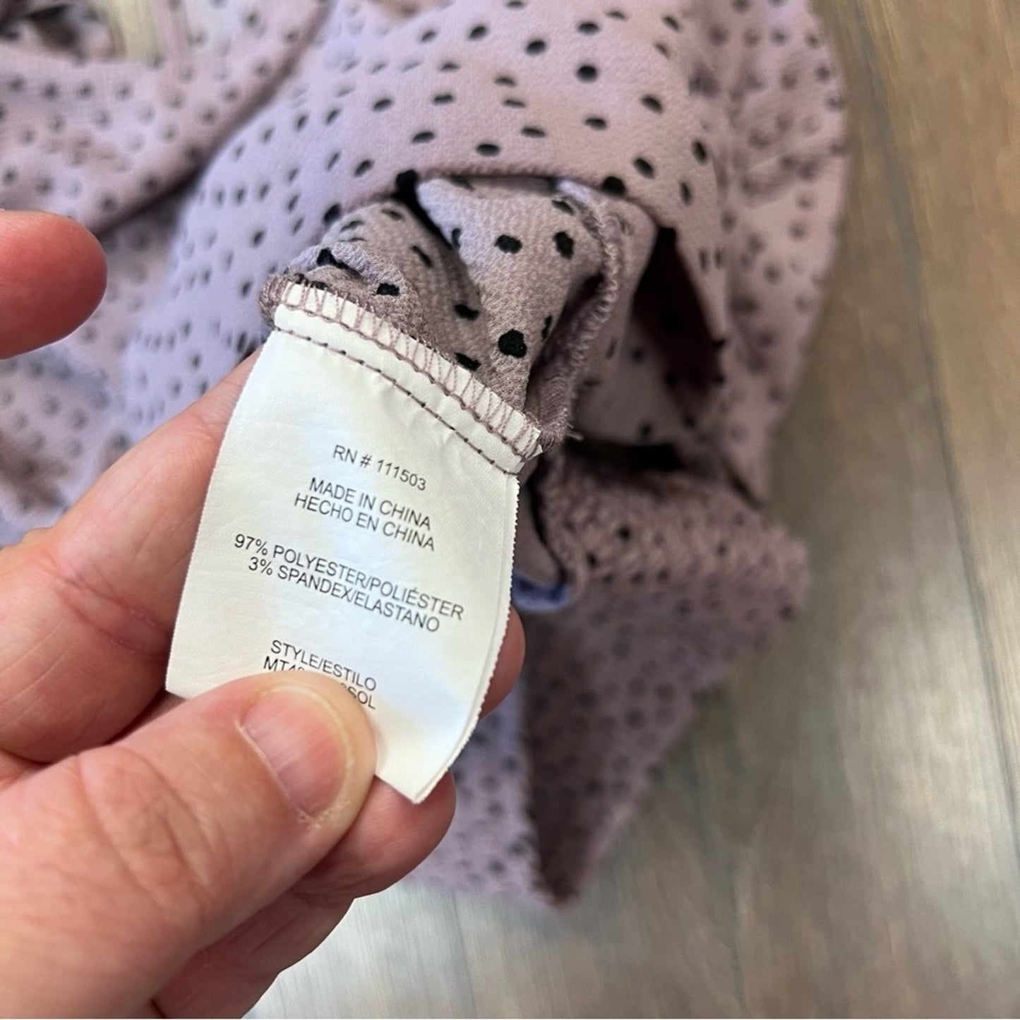 OLM Plum polkadot back tie blouse SZ MED