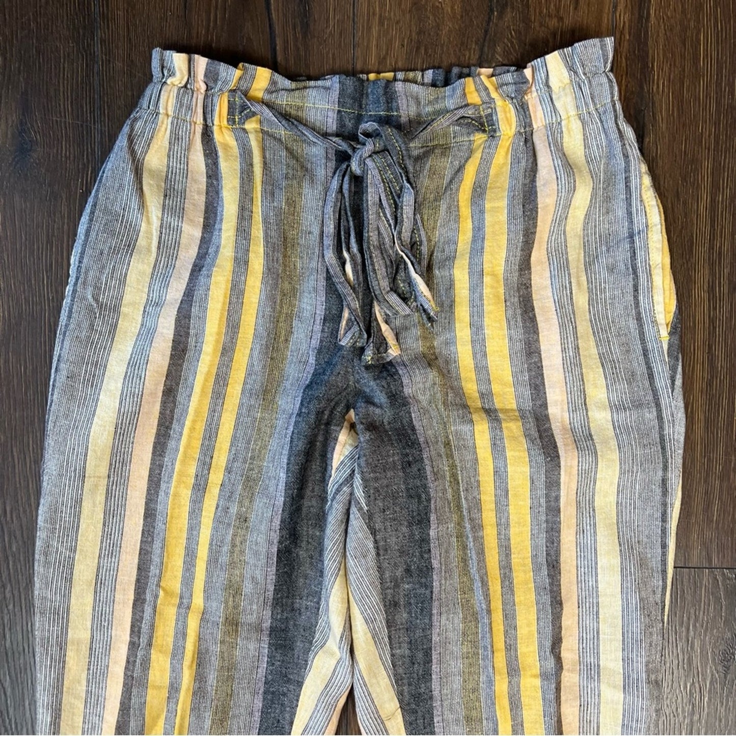 Beachlunchlounge yellow striped front tie pant SZ SM