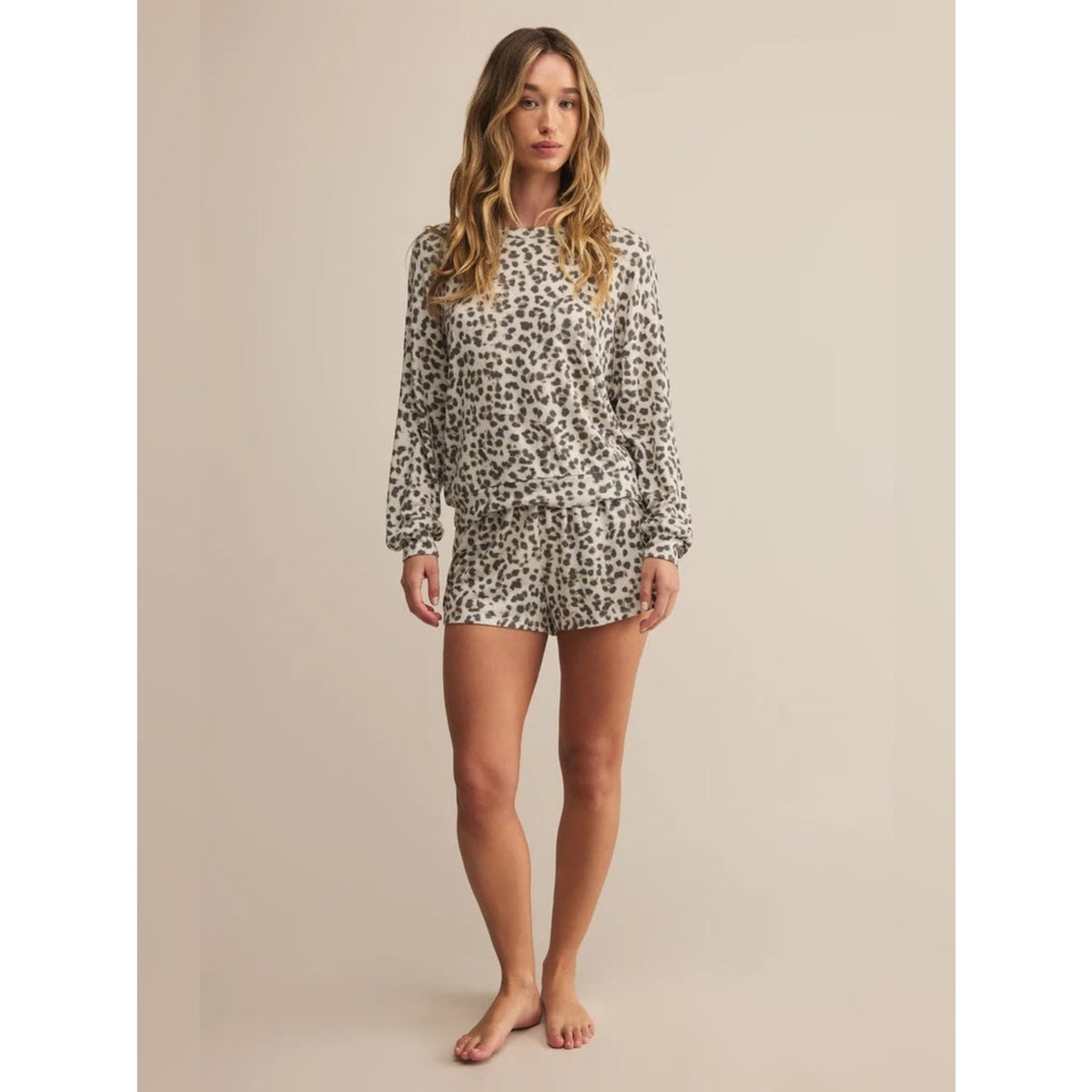 🆕 Z Supply Luxe Leopard Print Cozy Lounge Shorts SZ MED