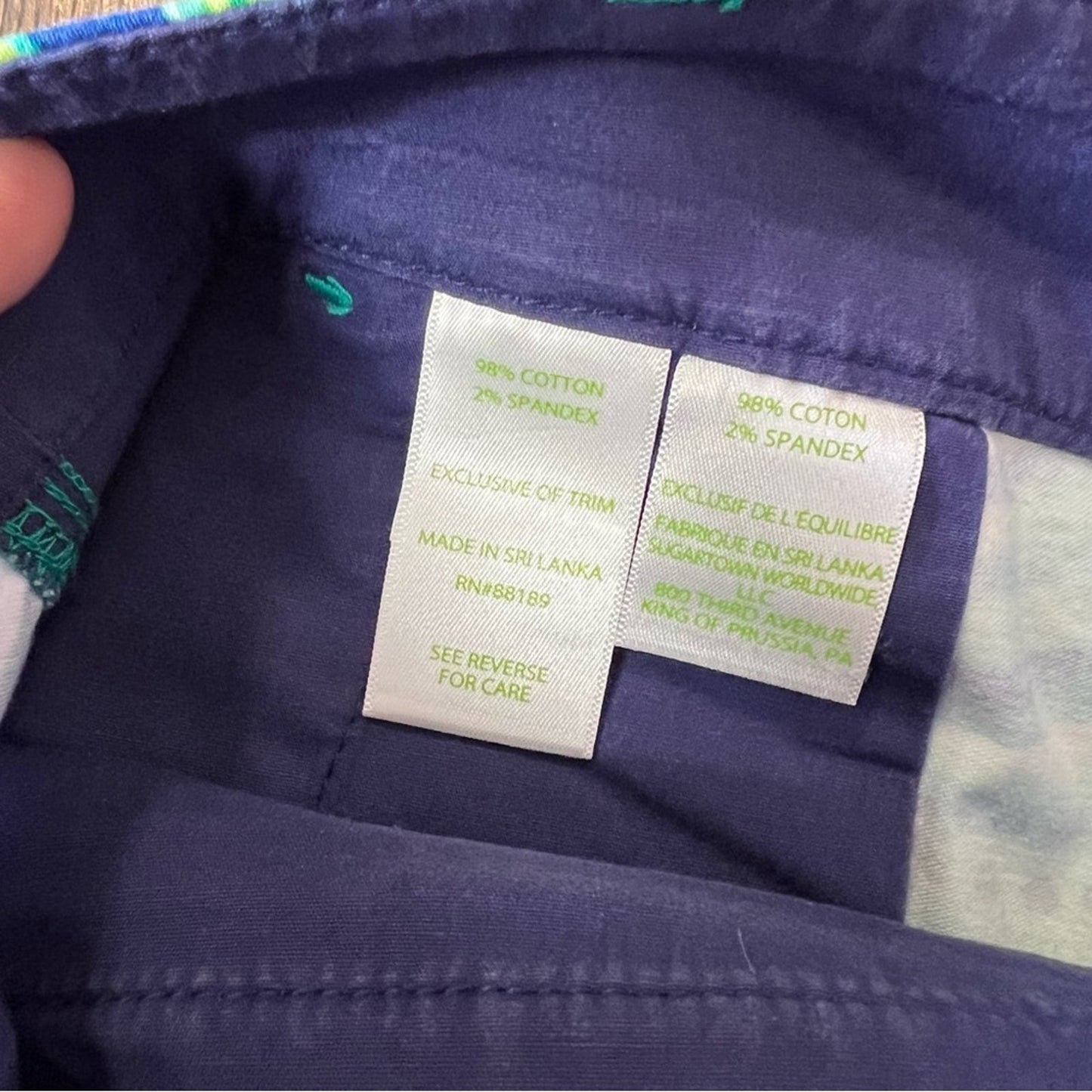 Lilly Pulitzer Madina Stretch Sateen Blue & Green 9” Bermuda SZ 4