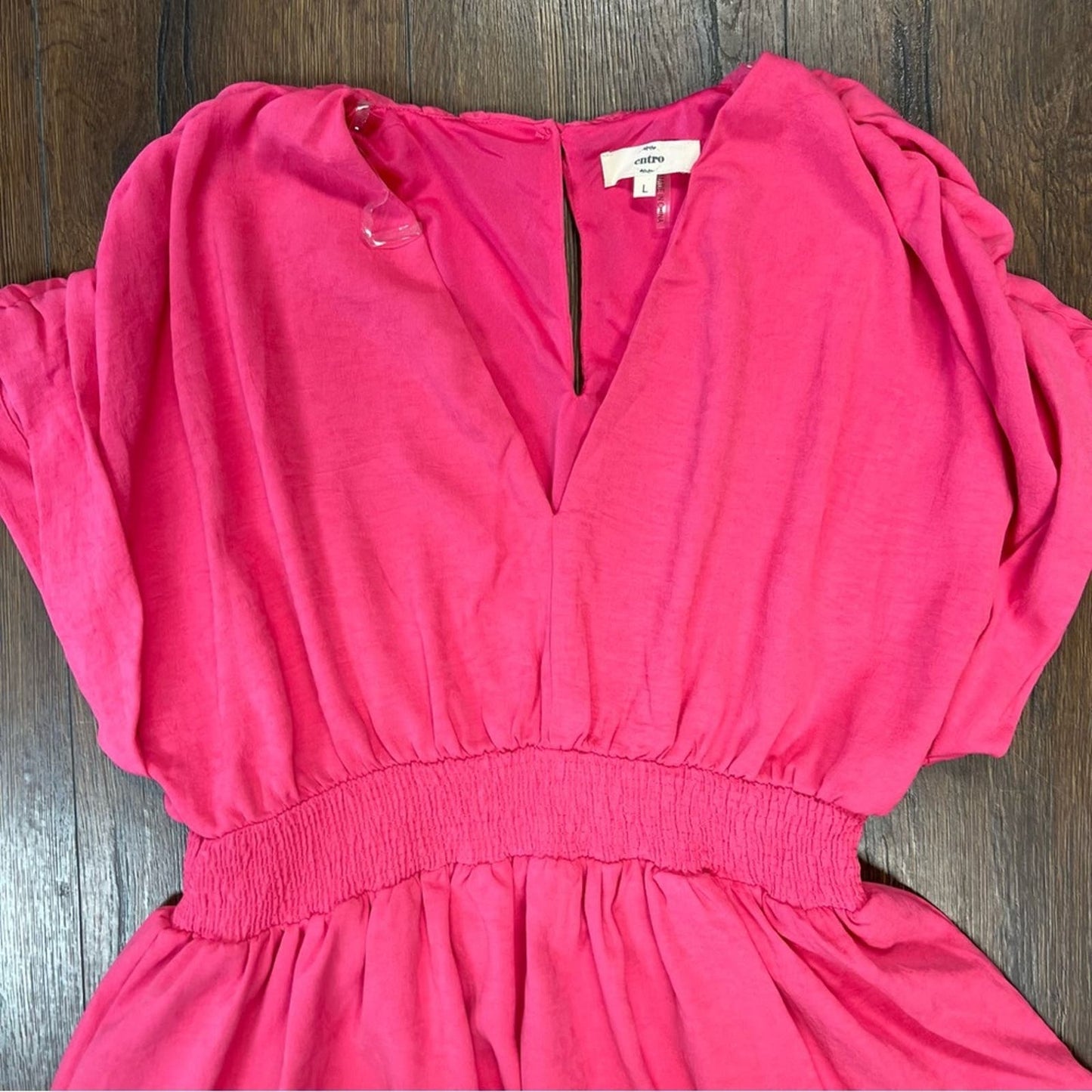 ENTRO Royalty's V-neck Tiered Dress Pink SZ LG