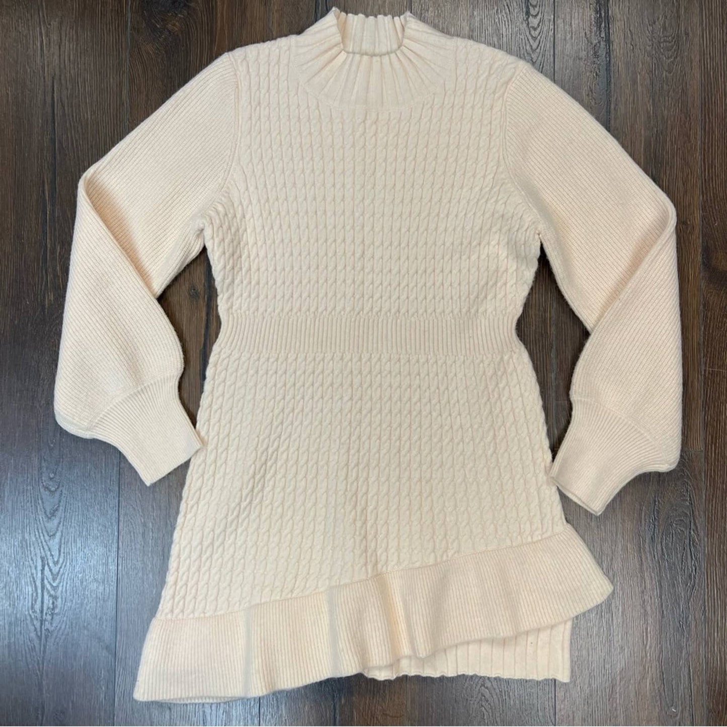 Wisteria Lane Cream Knit Sweater Dress SZ LG