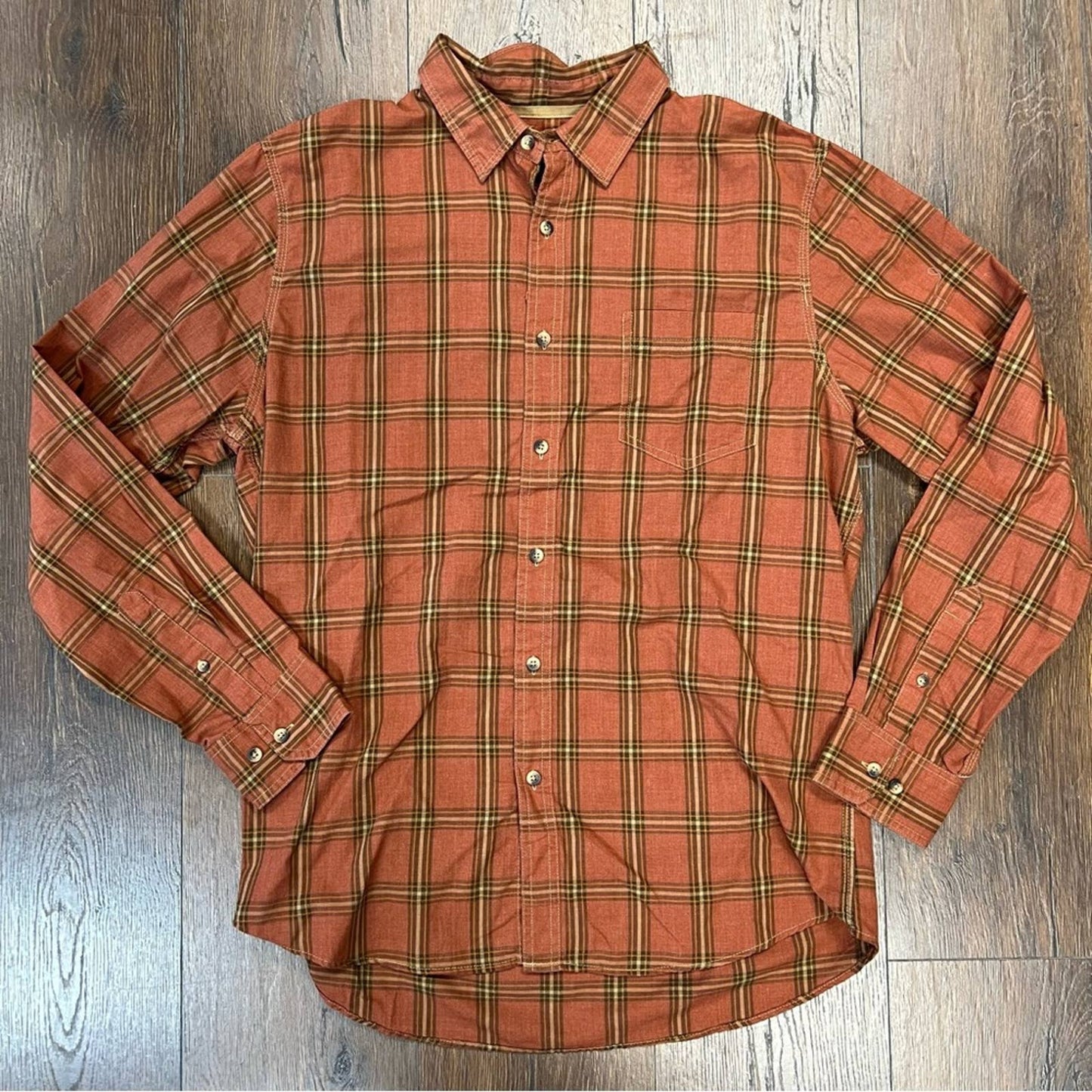 G.H. Bass & co plaid rust button down SZ LG