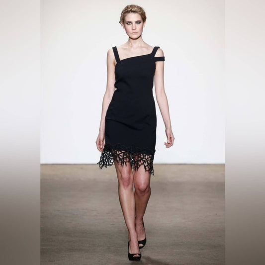 Minan Wong black abstract cocktail dress SZ 6