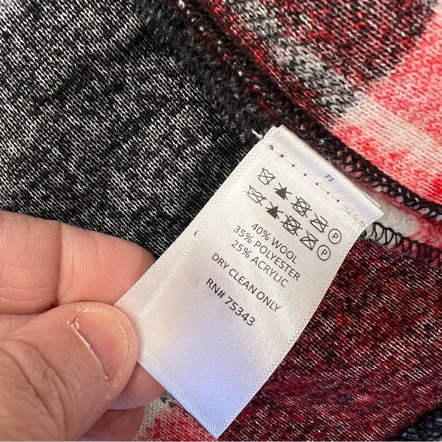 CYNTHIA ROWLEY Crew Neck Red Multicolor Plaid Wool Blend Tweed Coat SZ SM