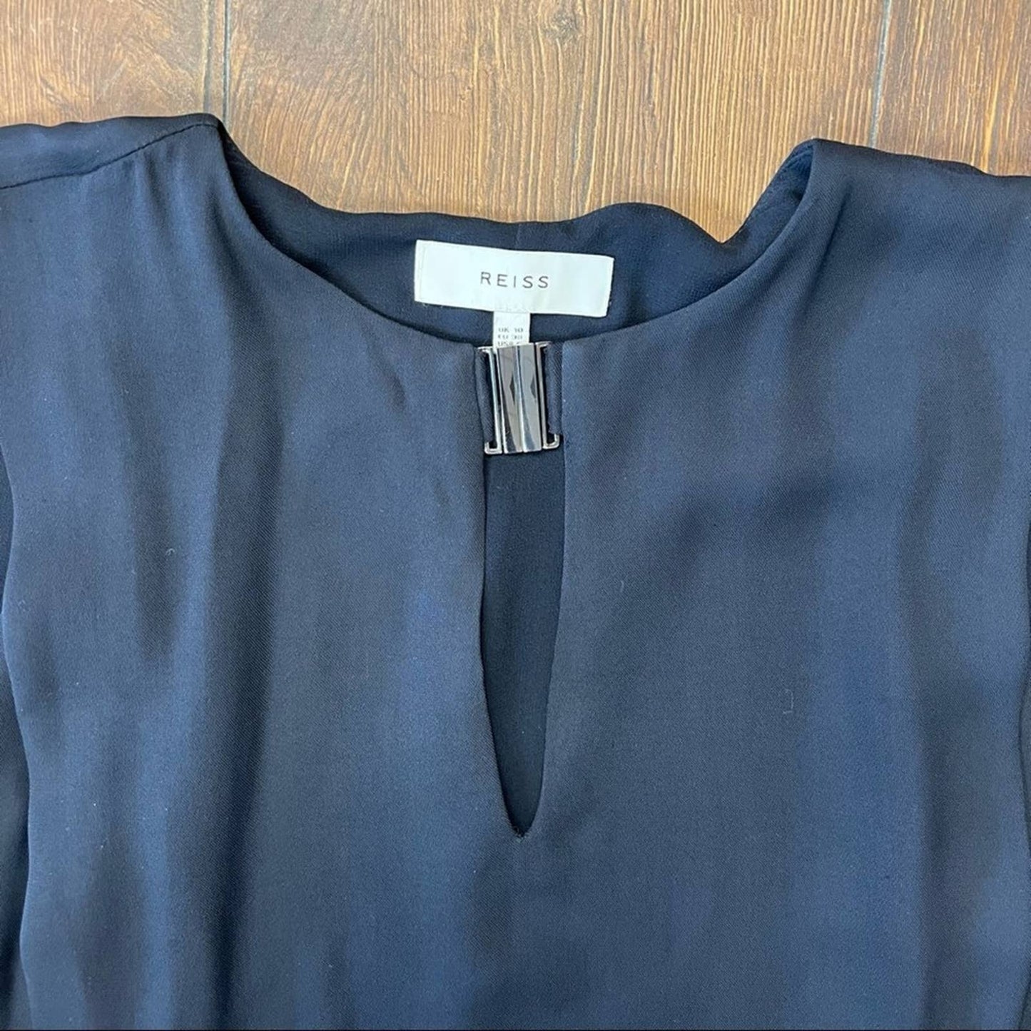 Reiss Women's Blue Leah-metal Trim Day Dress Navy SZ 6