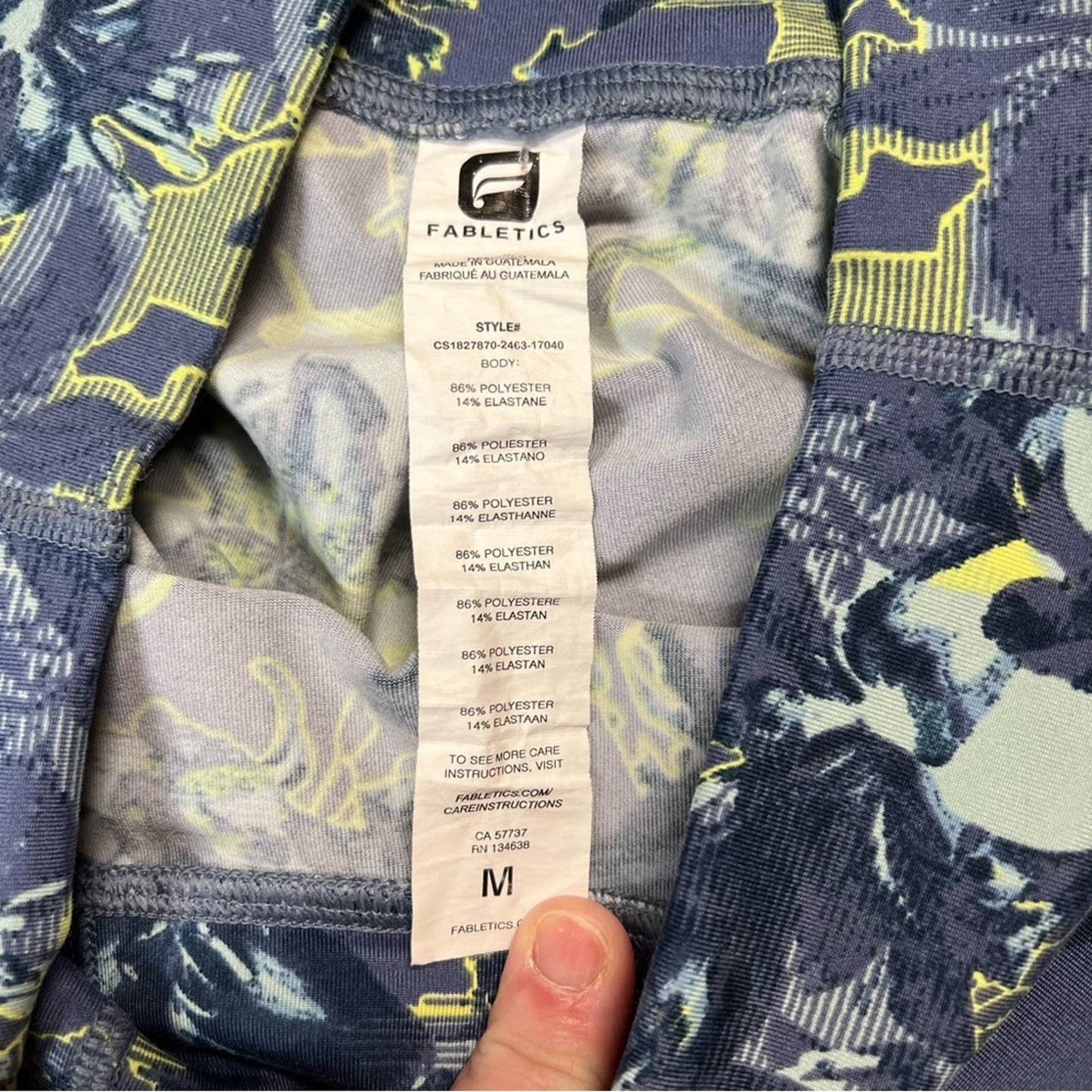 Fabletics Mid-Rise Printed Powerhold 7/8 SZ MED