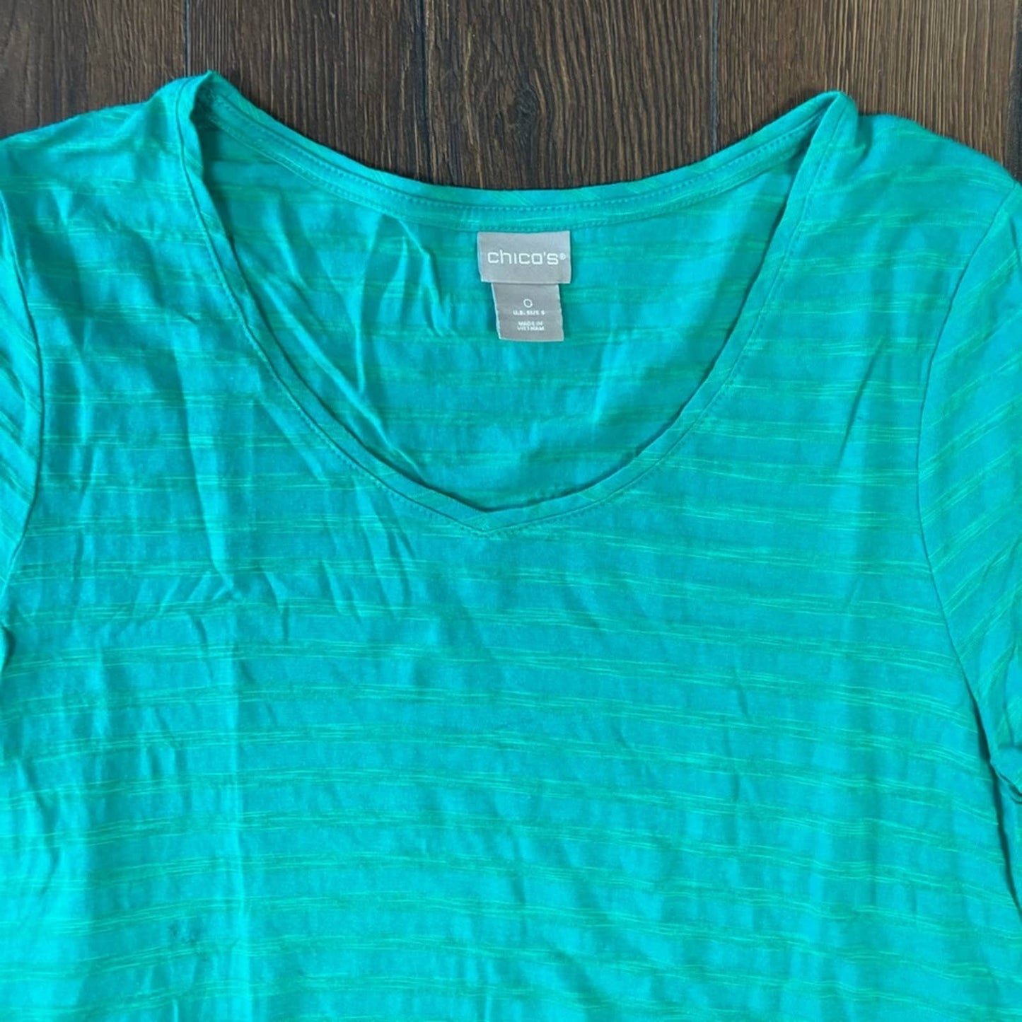 Chico’s striped elbow tee SZ 0/SM