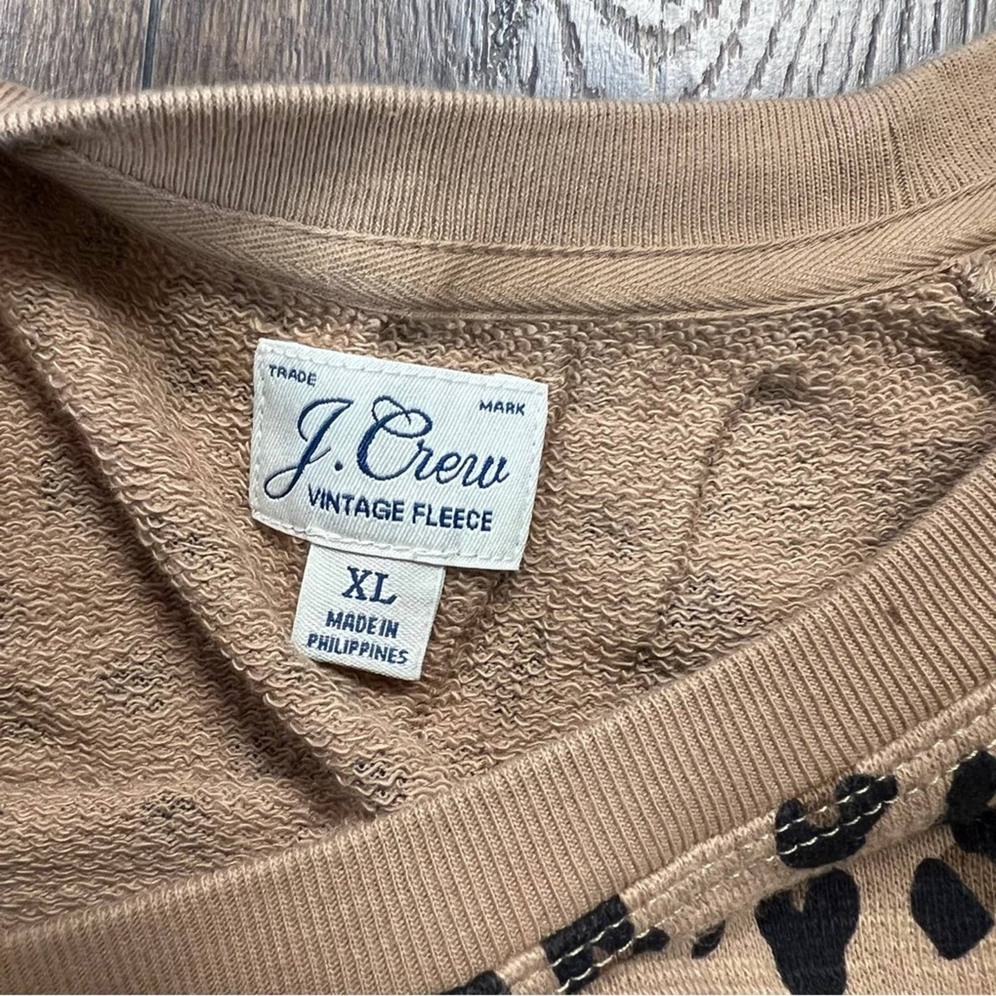 J. Crew Vintage Cotton Terry Crewneck Leopard SZ XL