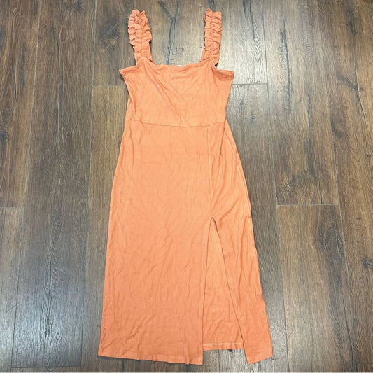 Sweet lemon rust ribbed midi dress SZ LG