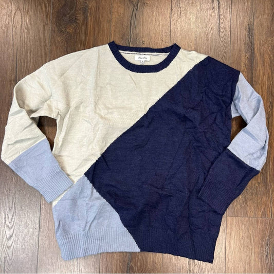 Pearl Dew blue color block sweater SZ MED