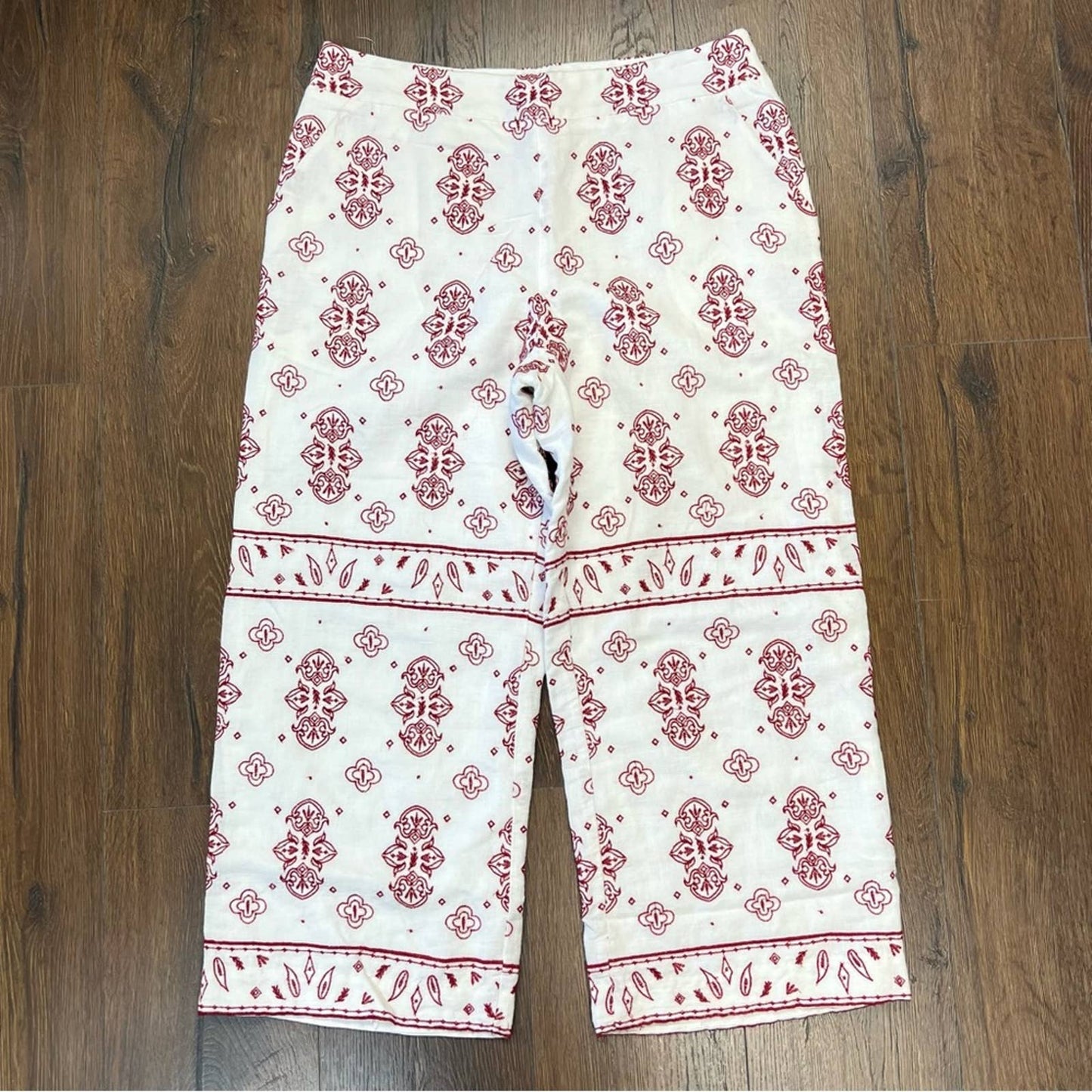 Anthropologie Ettitwa jadida Embroidered Linen Pants SZ 12