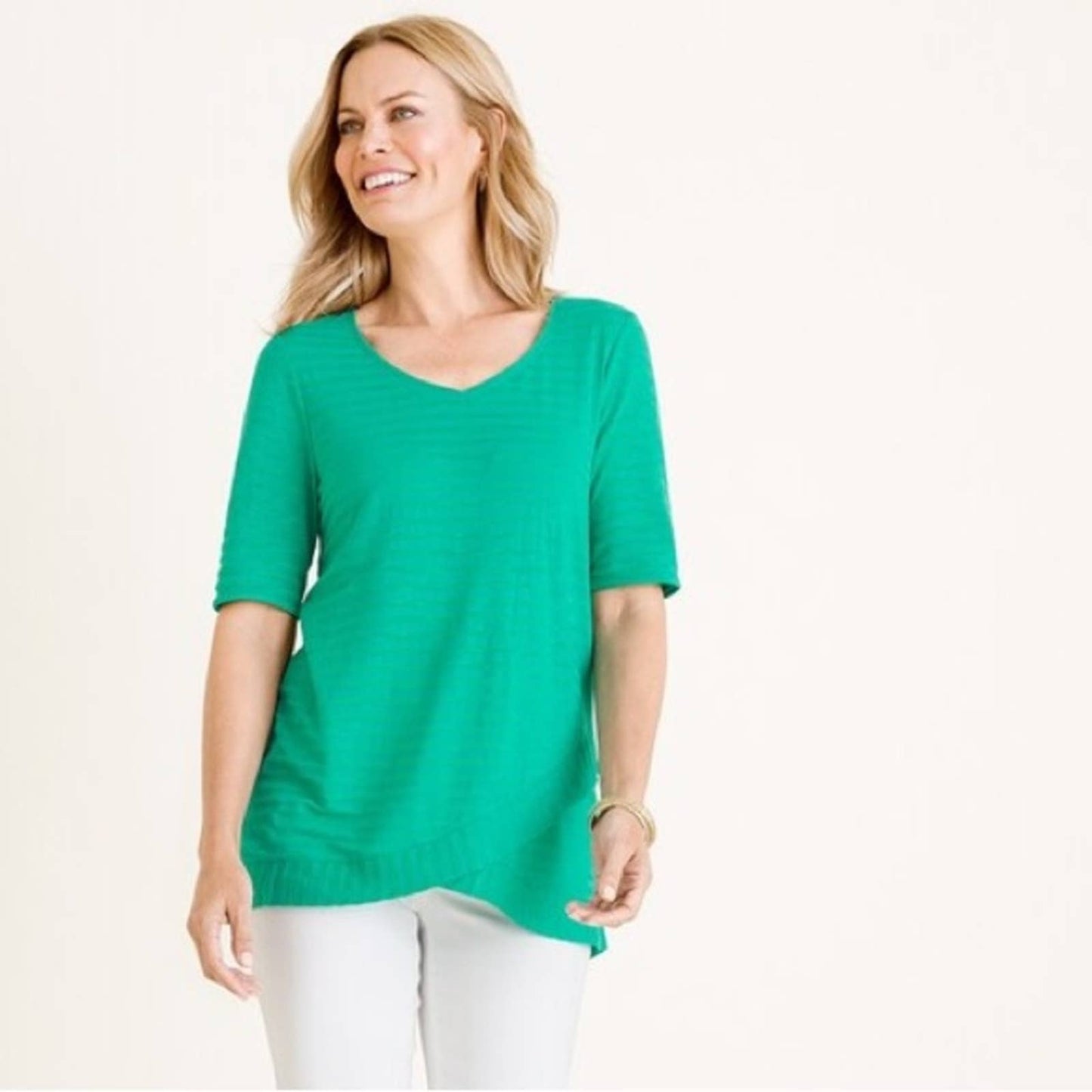 Chico’s striped elbow tee SZ 0/SM