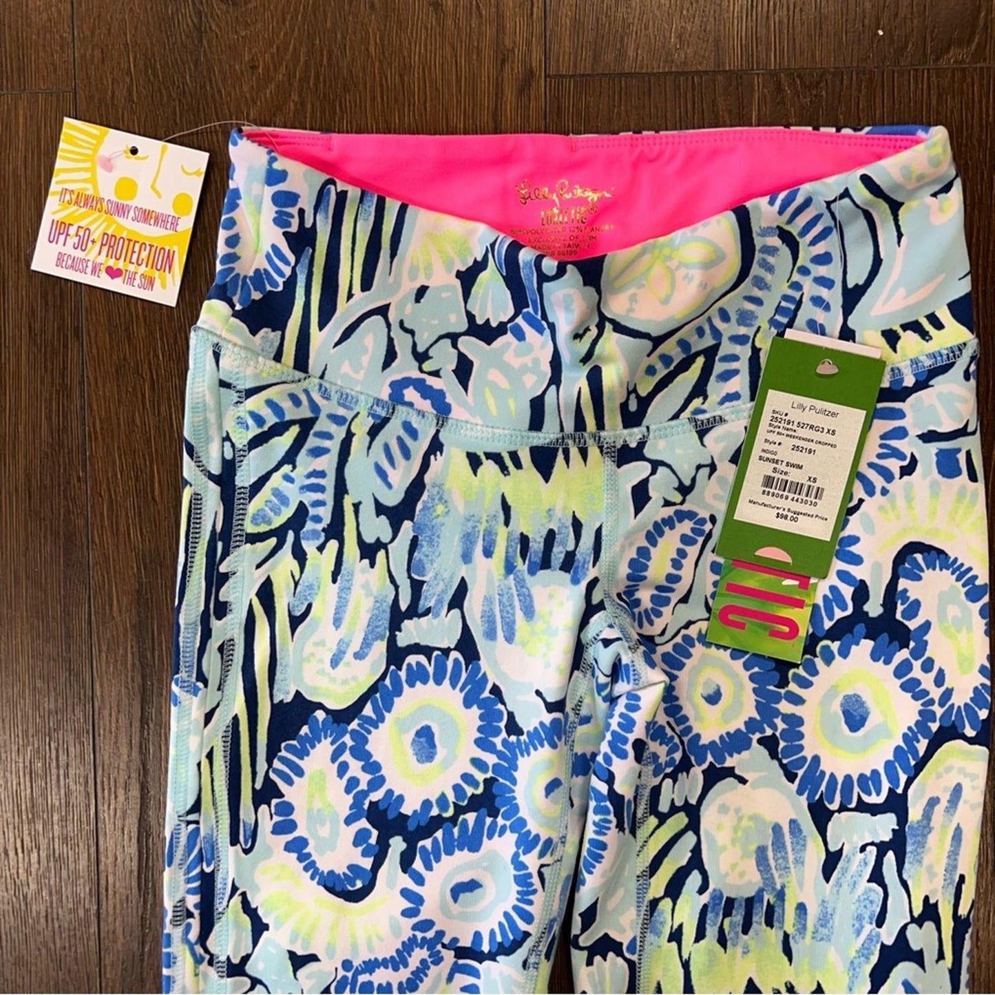 🆕 Lilly Pulitzer luxletic UPF 50+ weekender crops in sunset swim SZ XS