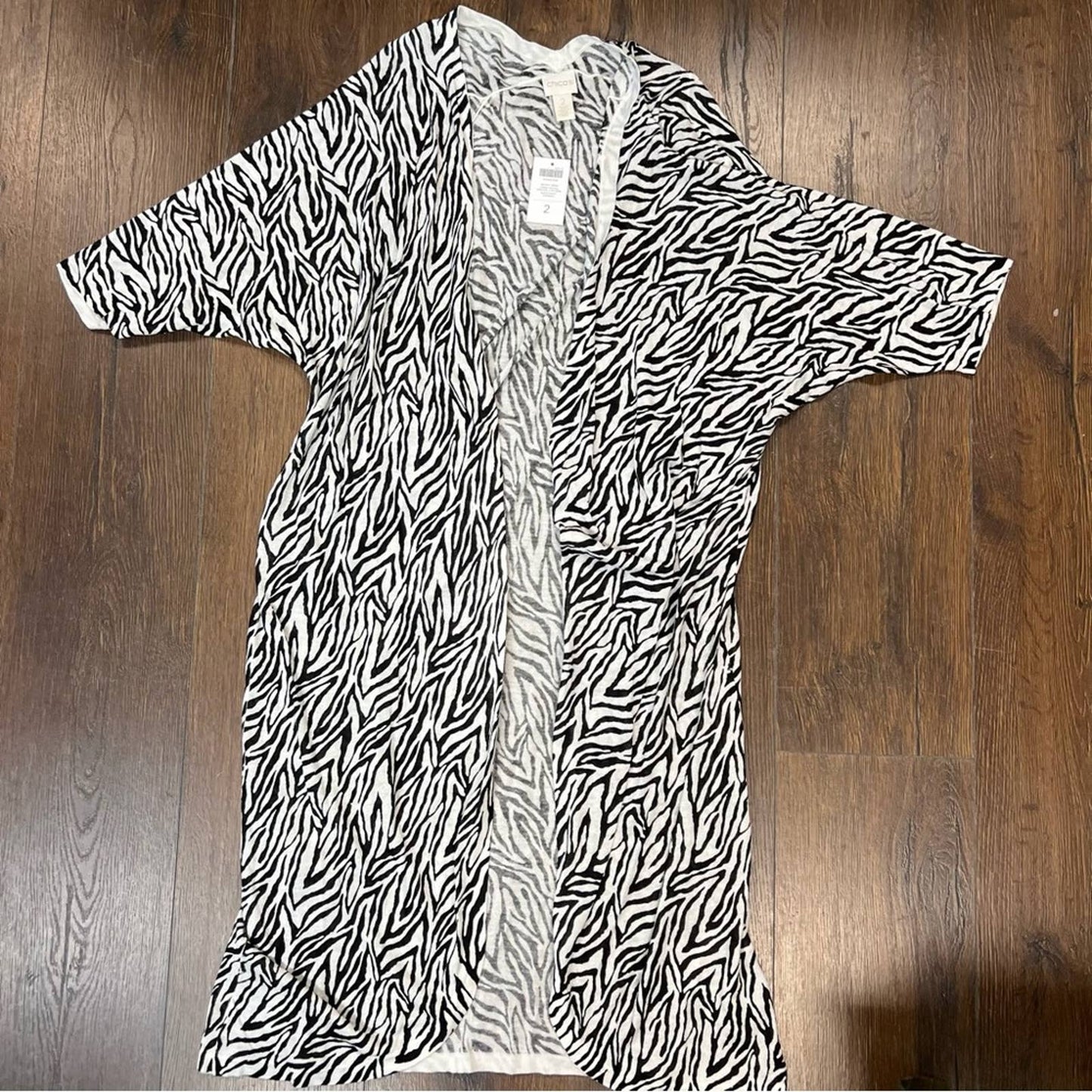 🆕 Chicos Graphic Zebra Cherie Cocoon Sweater SZ 2/LG