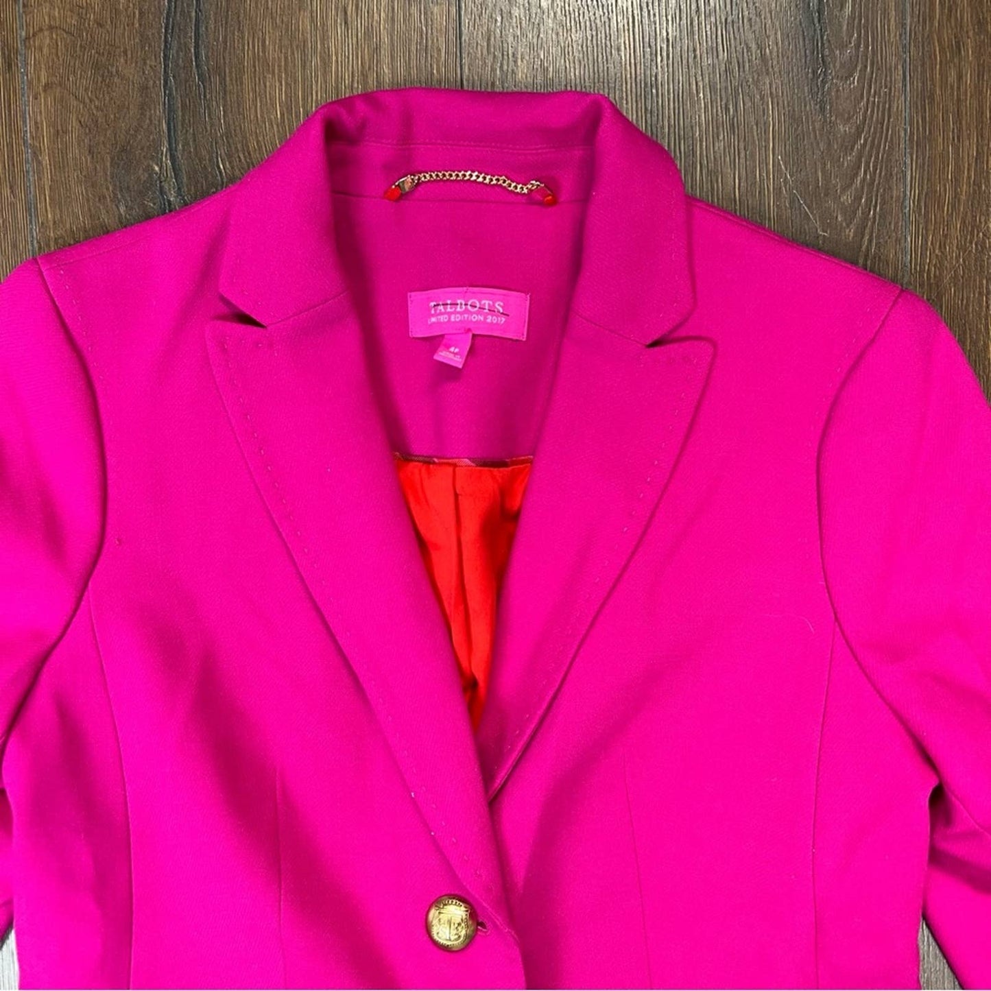 Talbots limited edition hot pink wool blend blazer SZ 4P