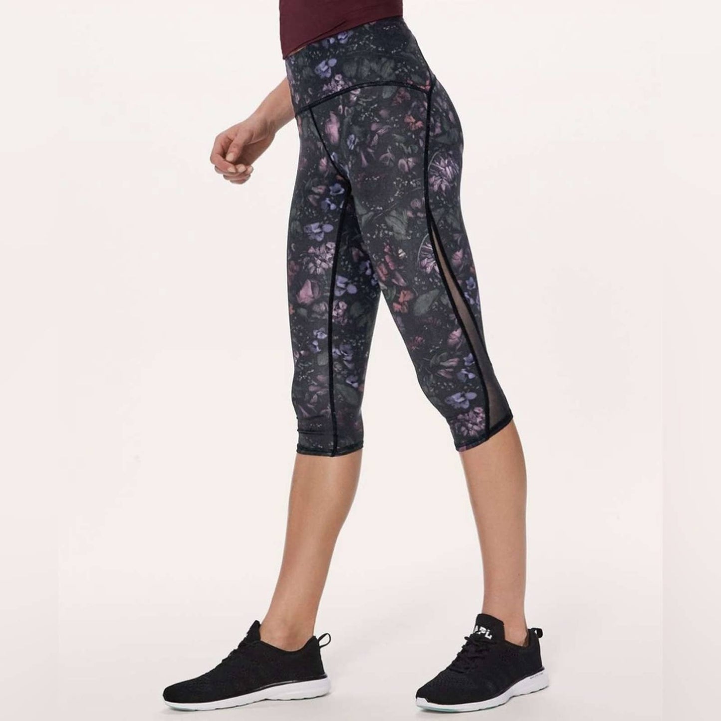 Lululemon Train Times Crop (17") Frozen Flourish Multi / Black SZ 8