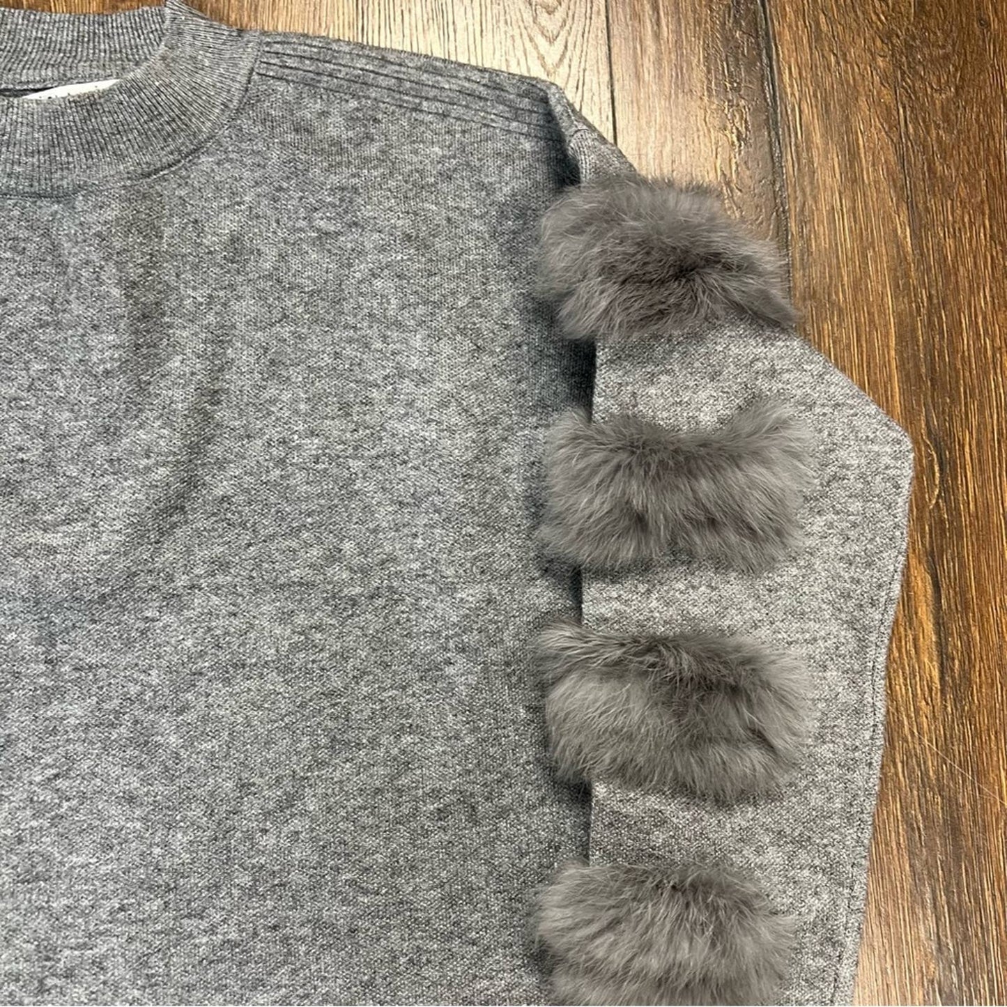 Joy Joy Female Hairy Fur Splicing Long Sleeve Warm Fluffy Sweater dress SZ SM