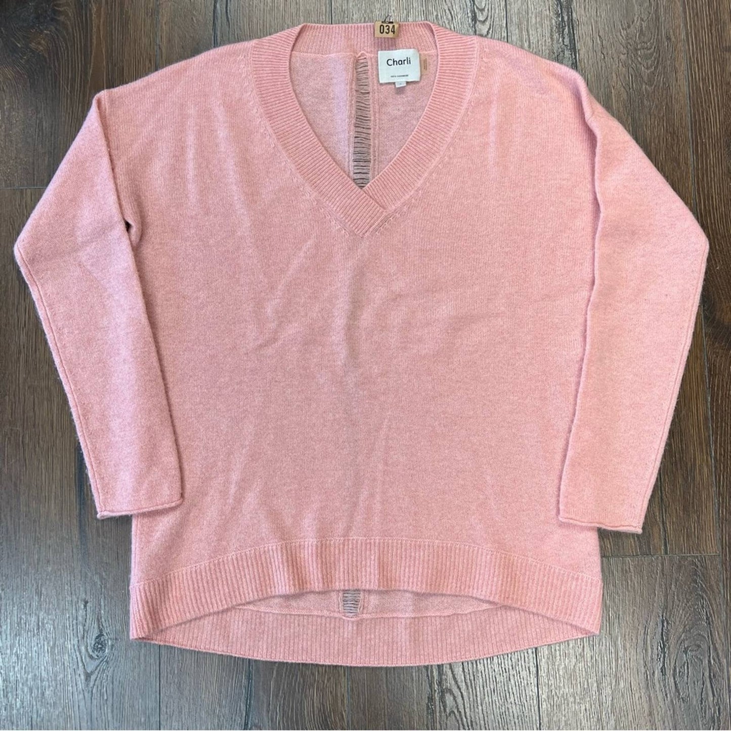 CHARLI Celii V-Neck Jumper Pink SZ SM