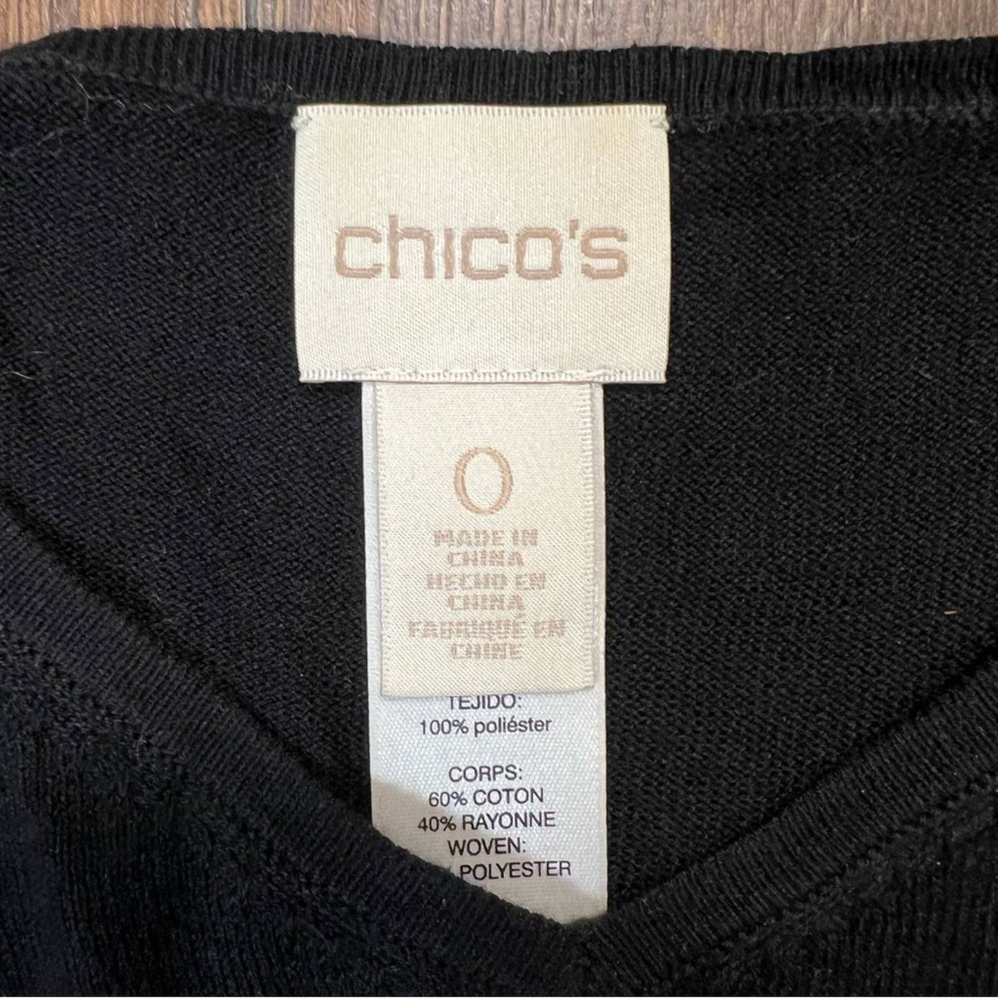 Chicos Geo Woven-Back Sweater SZ 0/SM