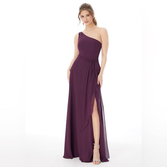 🆕 Mori lee One Shoulder Chiffon Bridesmaid Dress SZ 8