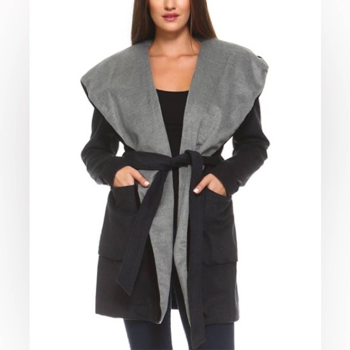 Marcelle Margaux | BCBG Charcoal Belted Wool Jacket SZ SM