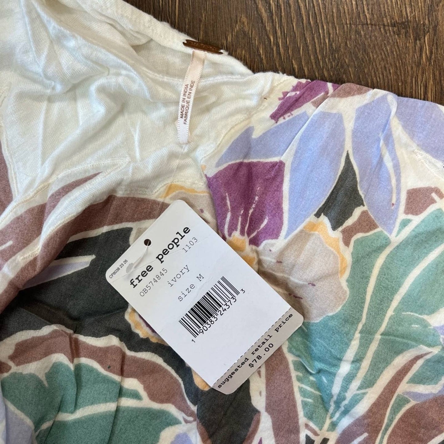 🆕 Free people linen floral one shoulder tank SZ MED