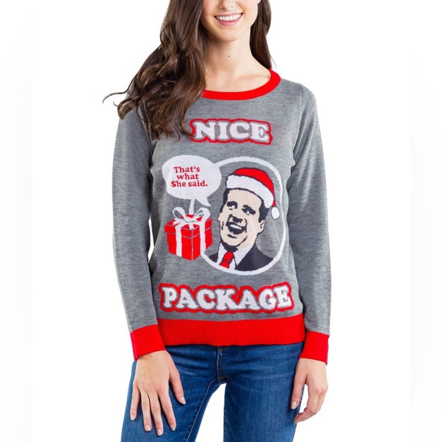 WOMEN'S NICE PACKAGE MICHAEL SCOTT SWEATER SZ MED