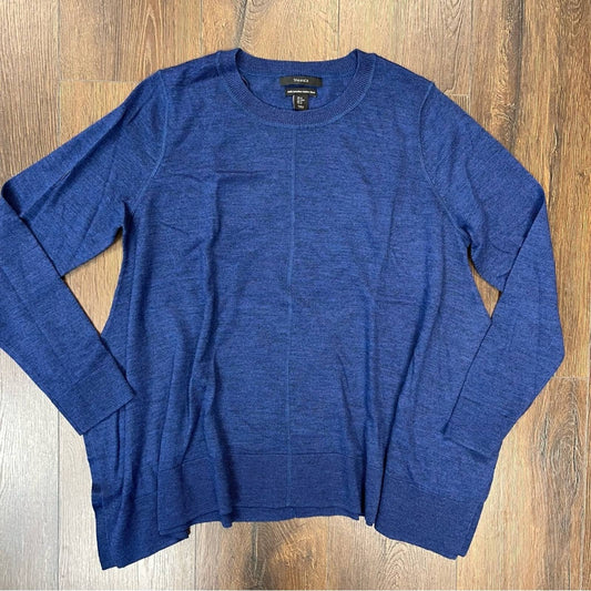 Tahari blue extra fine merino wool sweater SZ MED