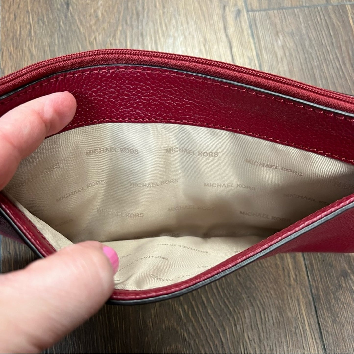 Michael Kors red leather envelope wallet