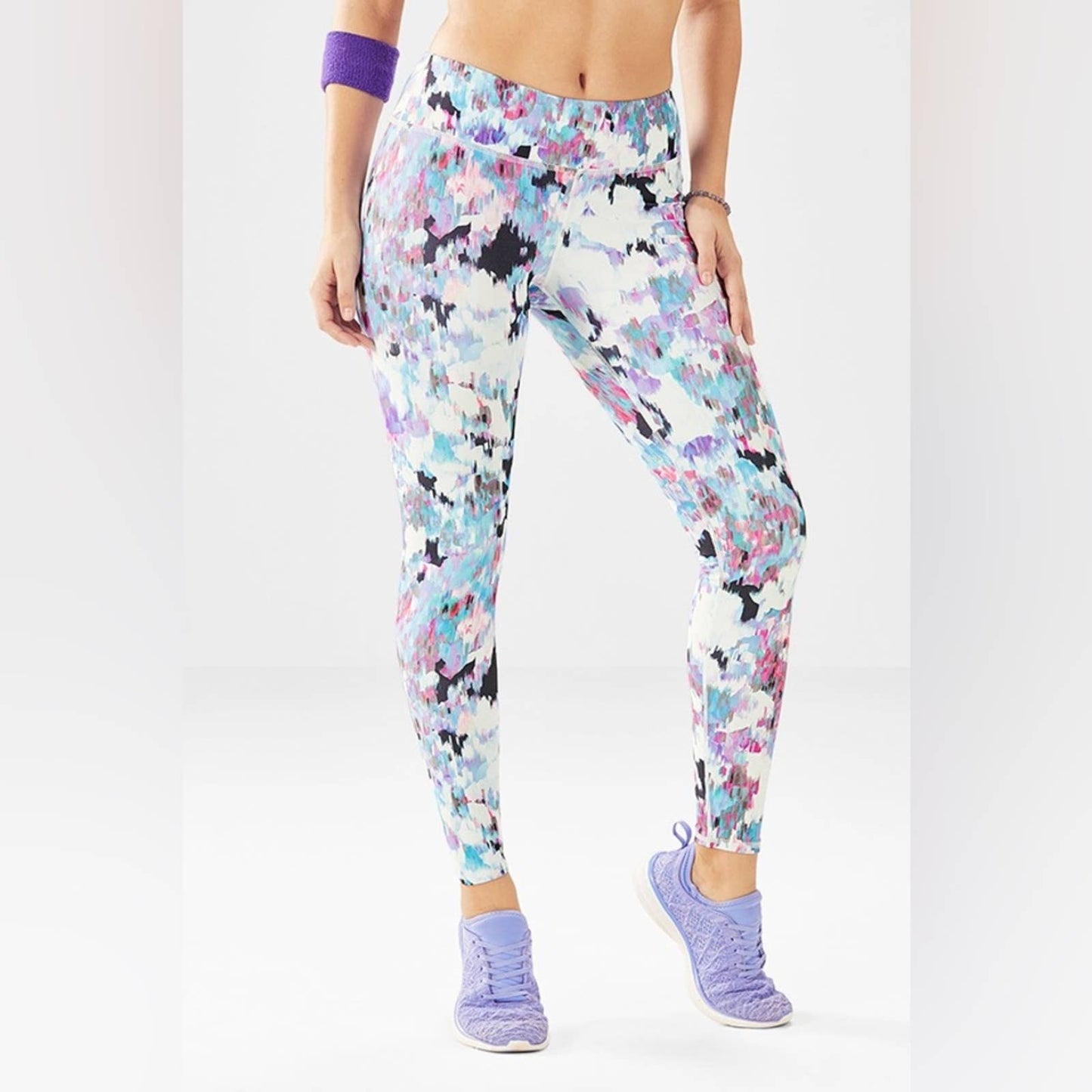 Fabletics Mid-Rise Printed PowerHold Leggings SZ MED