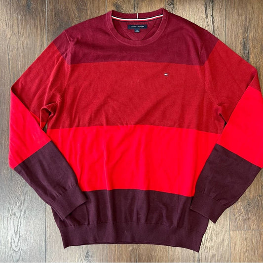 Tommy Hilfiger cotton striped color block sweater SZ LG