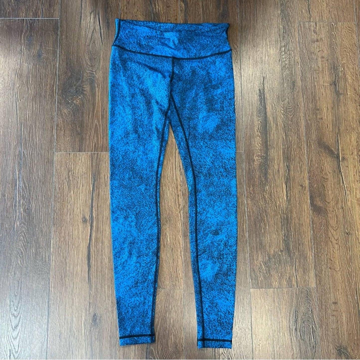 Lululemon Wunder Under Pant III Luon Spray Jacquard Shocking Blue Black SZ 8