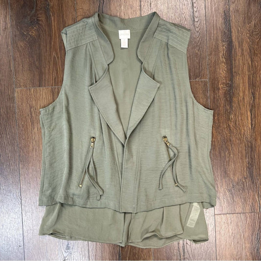 Chicos olive layered vest SZ 2/LG