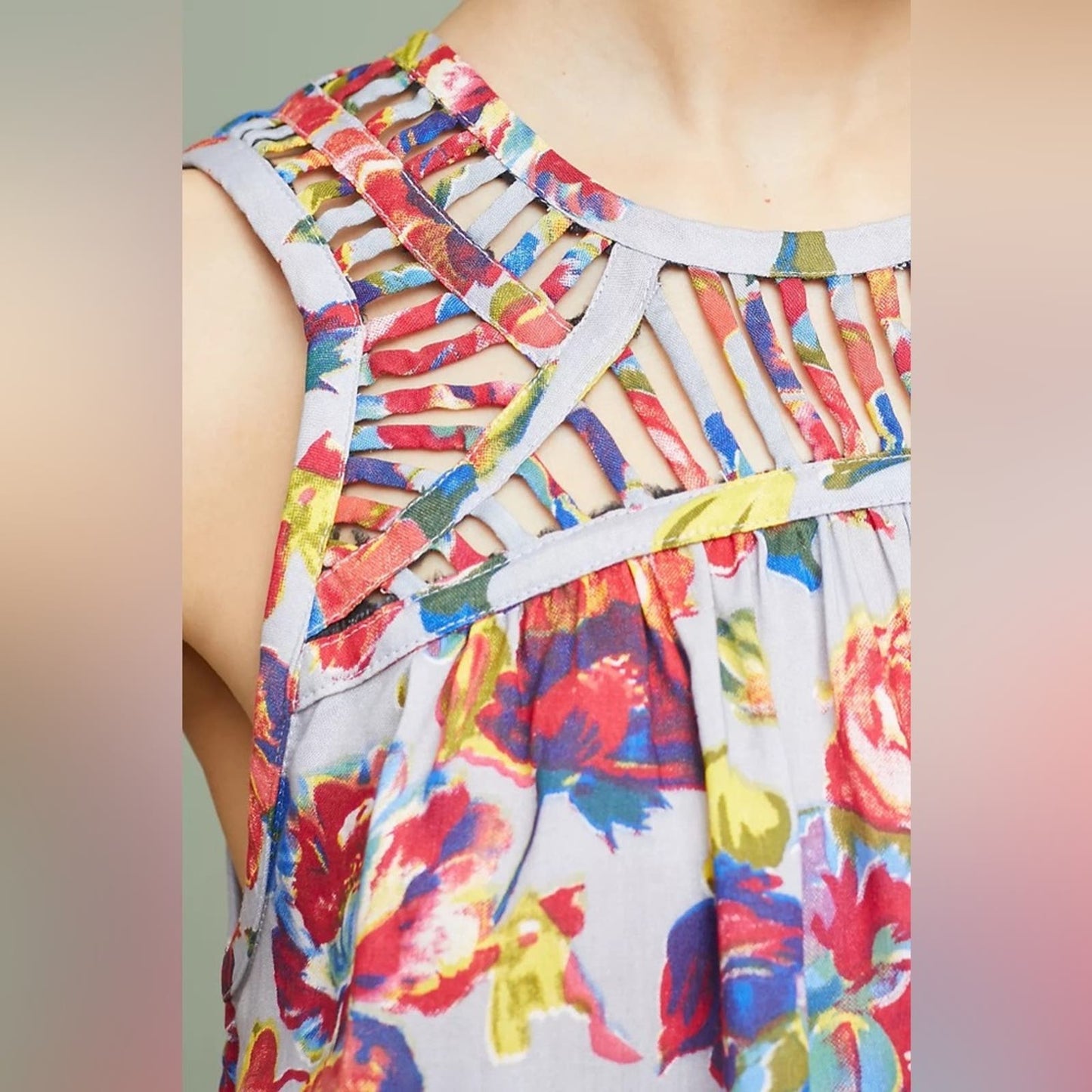 Ranna Gill Faye floral tank SZ MED