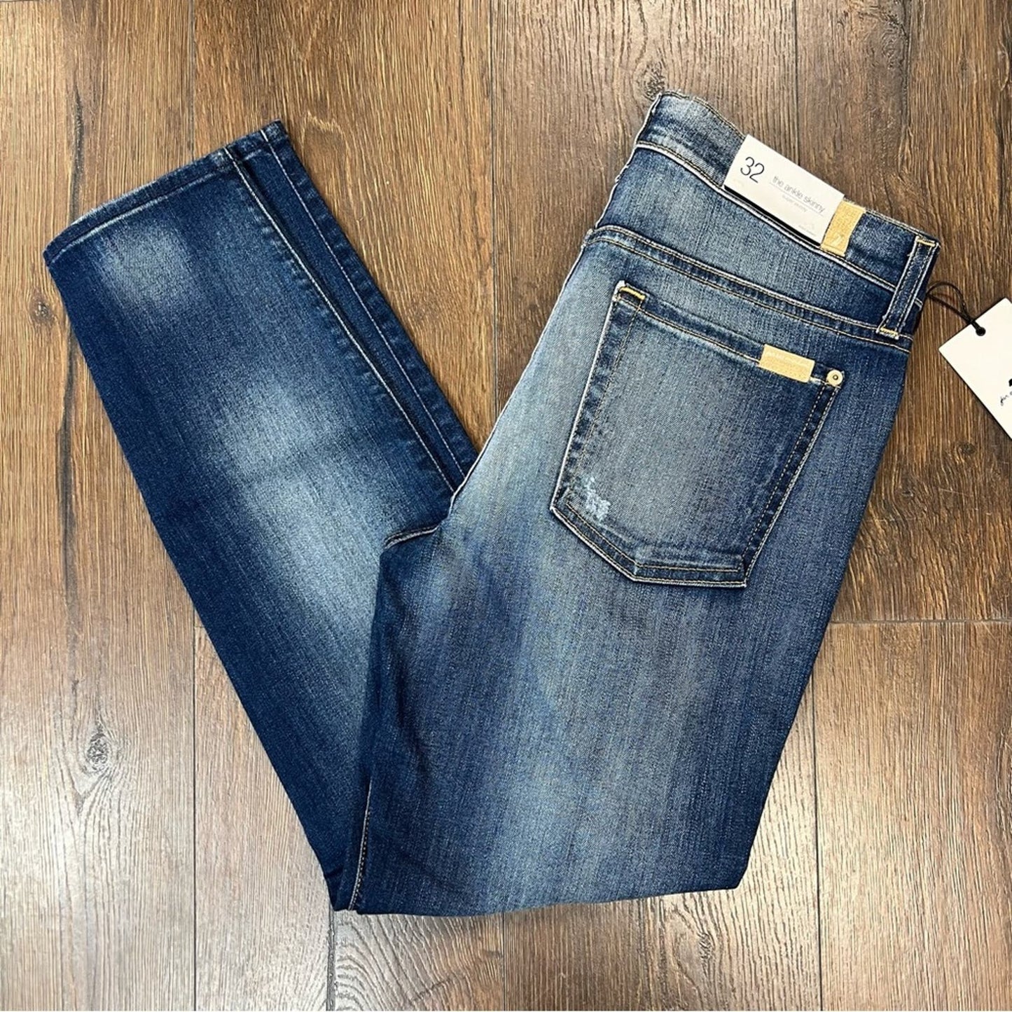 🆕 7 for all Mankind ANKLE SKINNY IN DISTRESSED AUTHENTIC LIGHT SZ 32/12