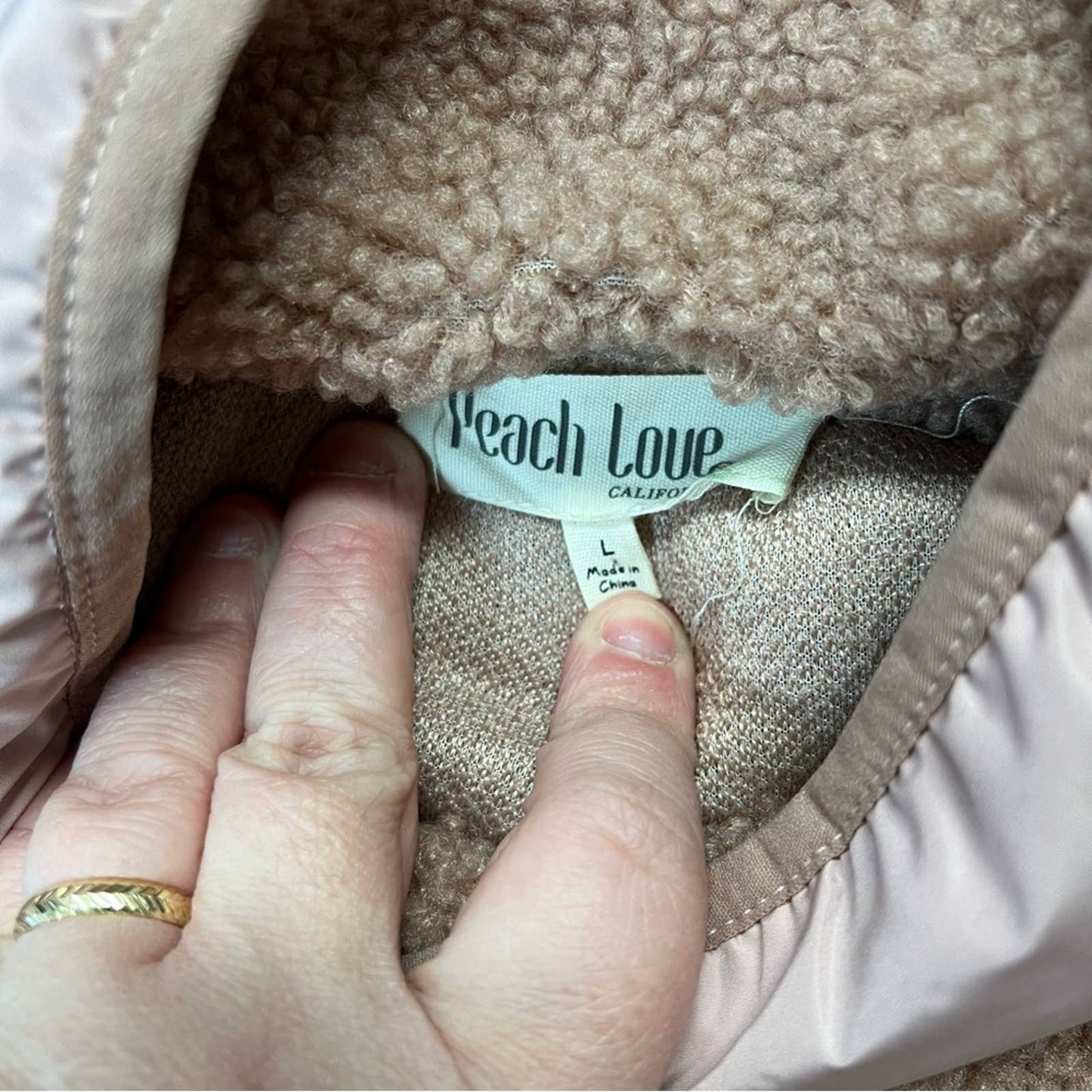 Peach Love California half snap pullover Sherpa SZ LG