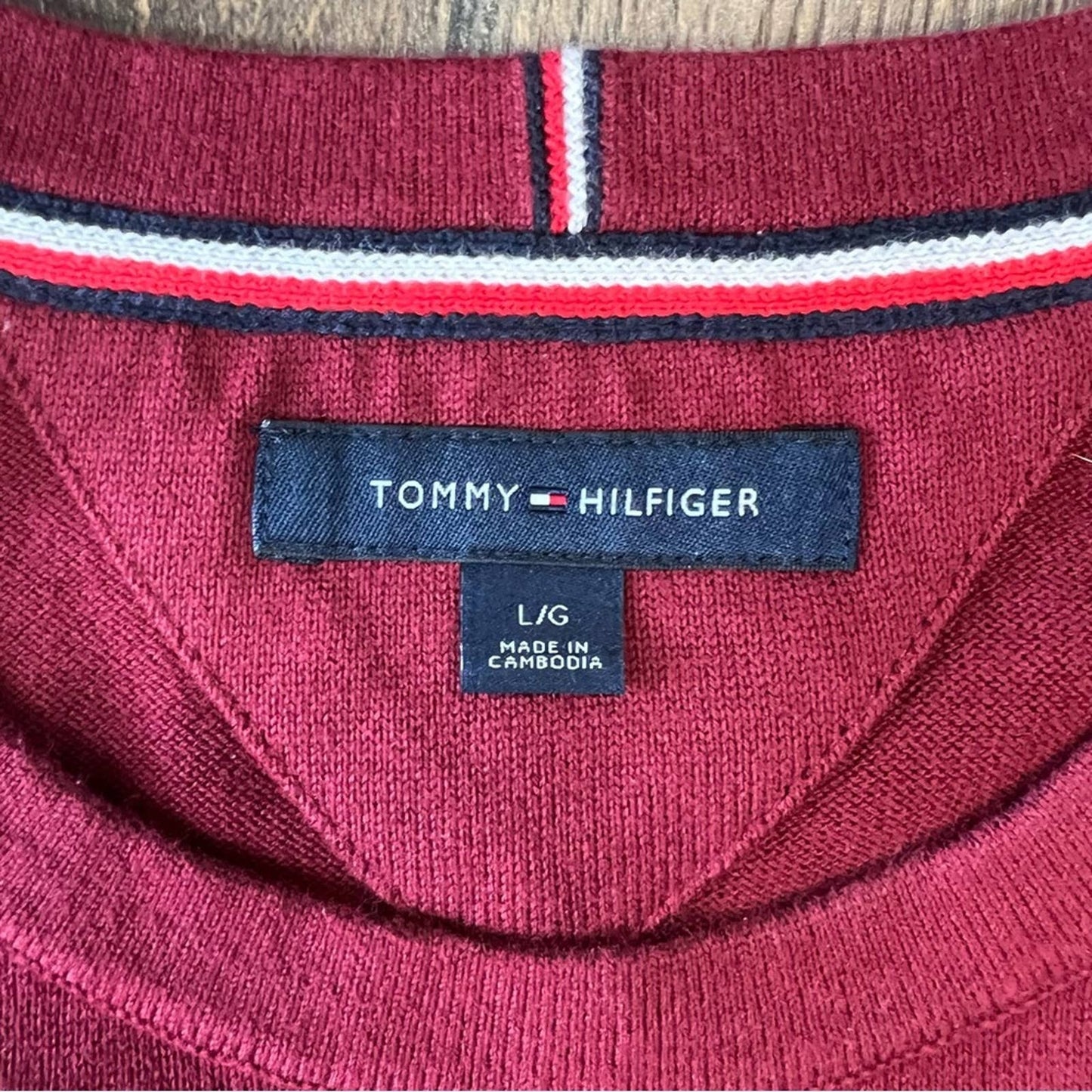 Tommy Hilfiger cotton striped color block sweater SZ LG