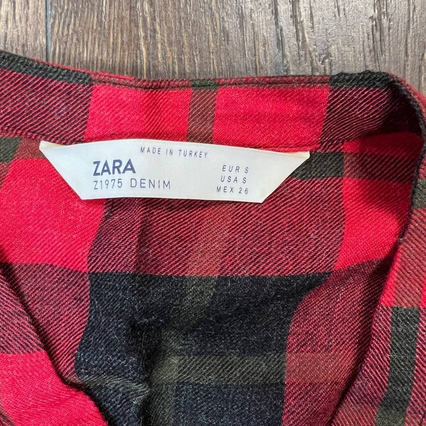 Zara red plaid flannel button down dress SZ SM