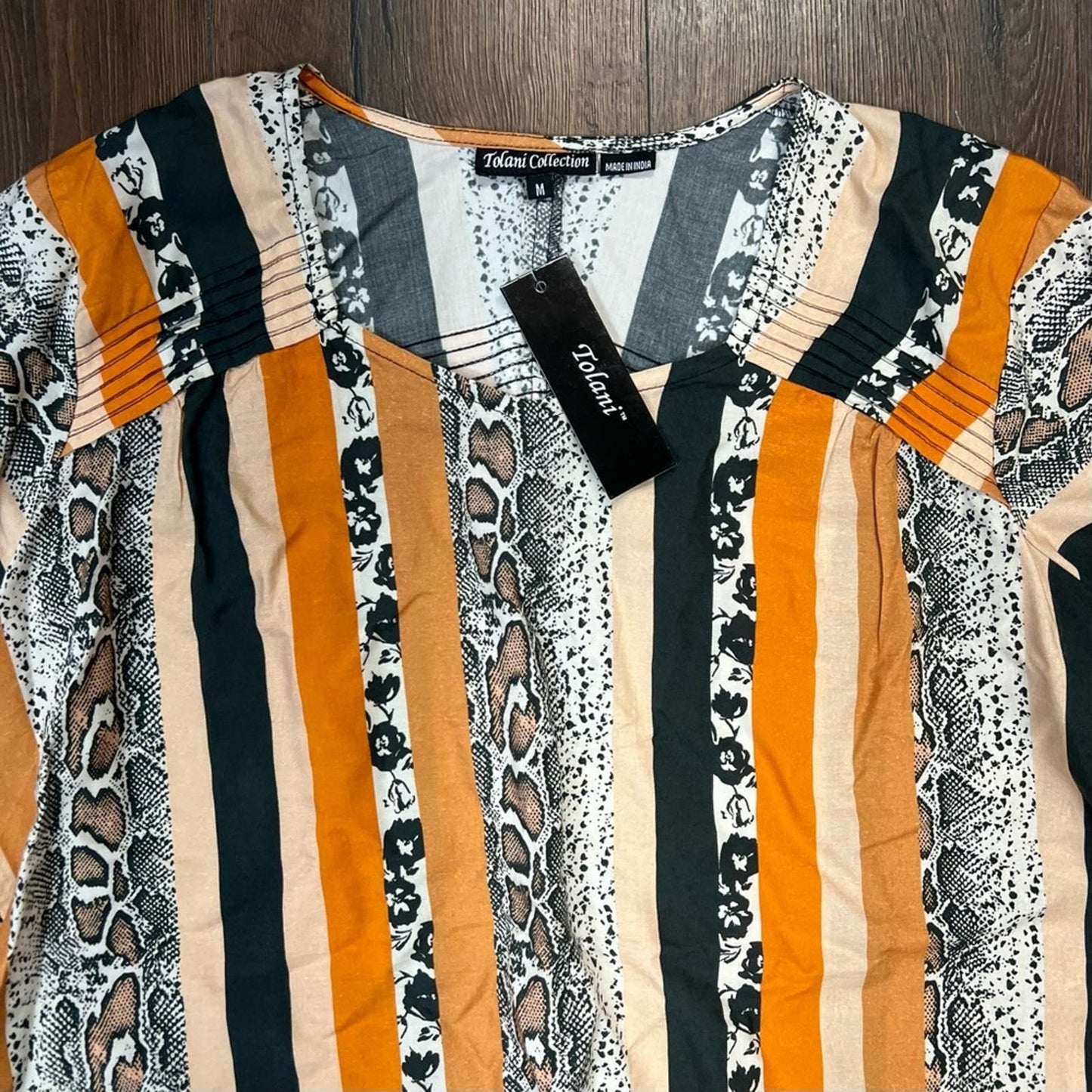 🆕 Tolani Collection Blouson-Sleeve Printed Top SZ MED