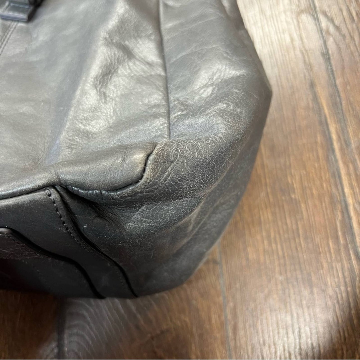 HOBO gray polished leather tote bag