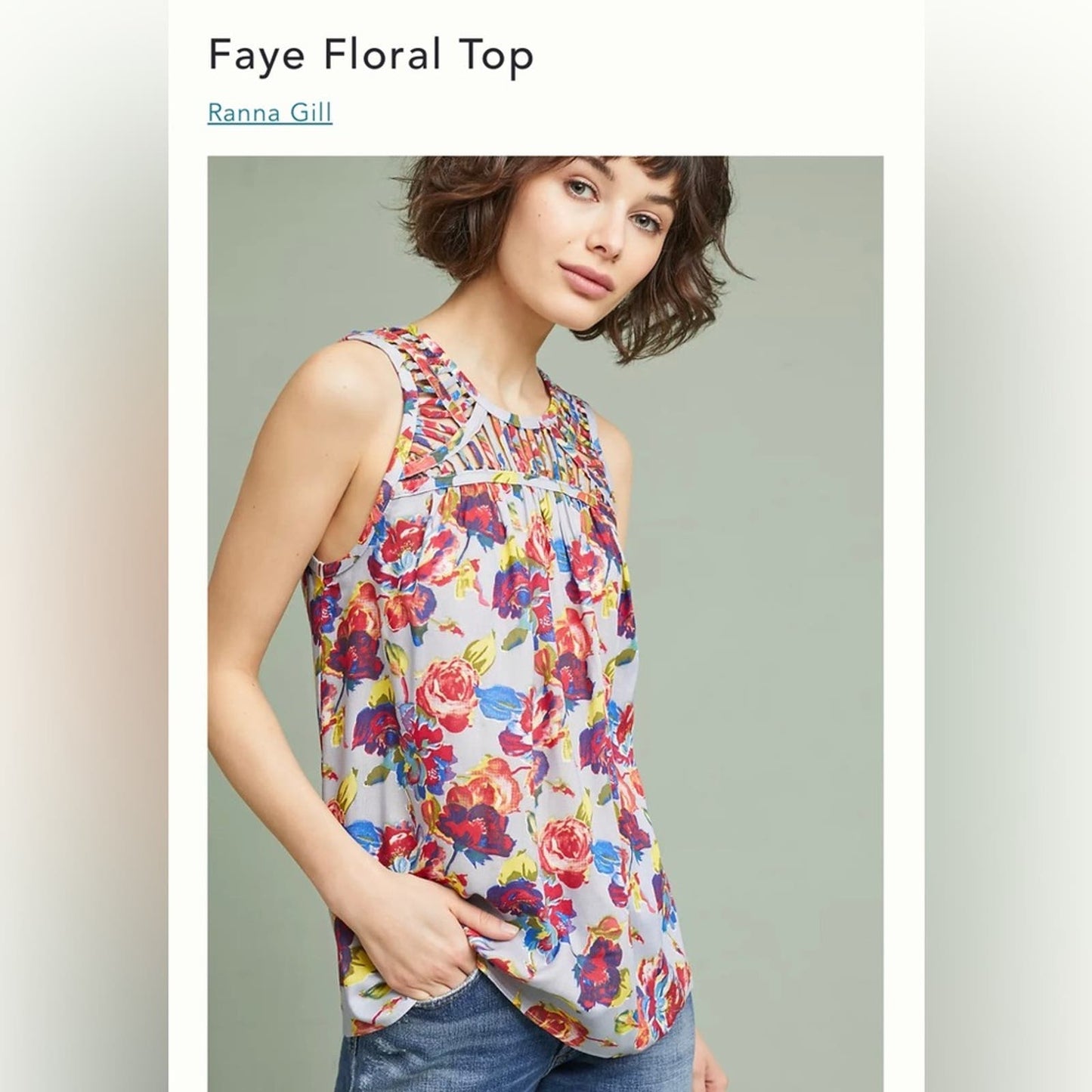 Ranna Gill Faye floral tank SZ MED