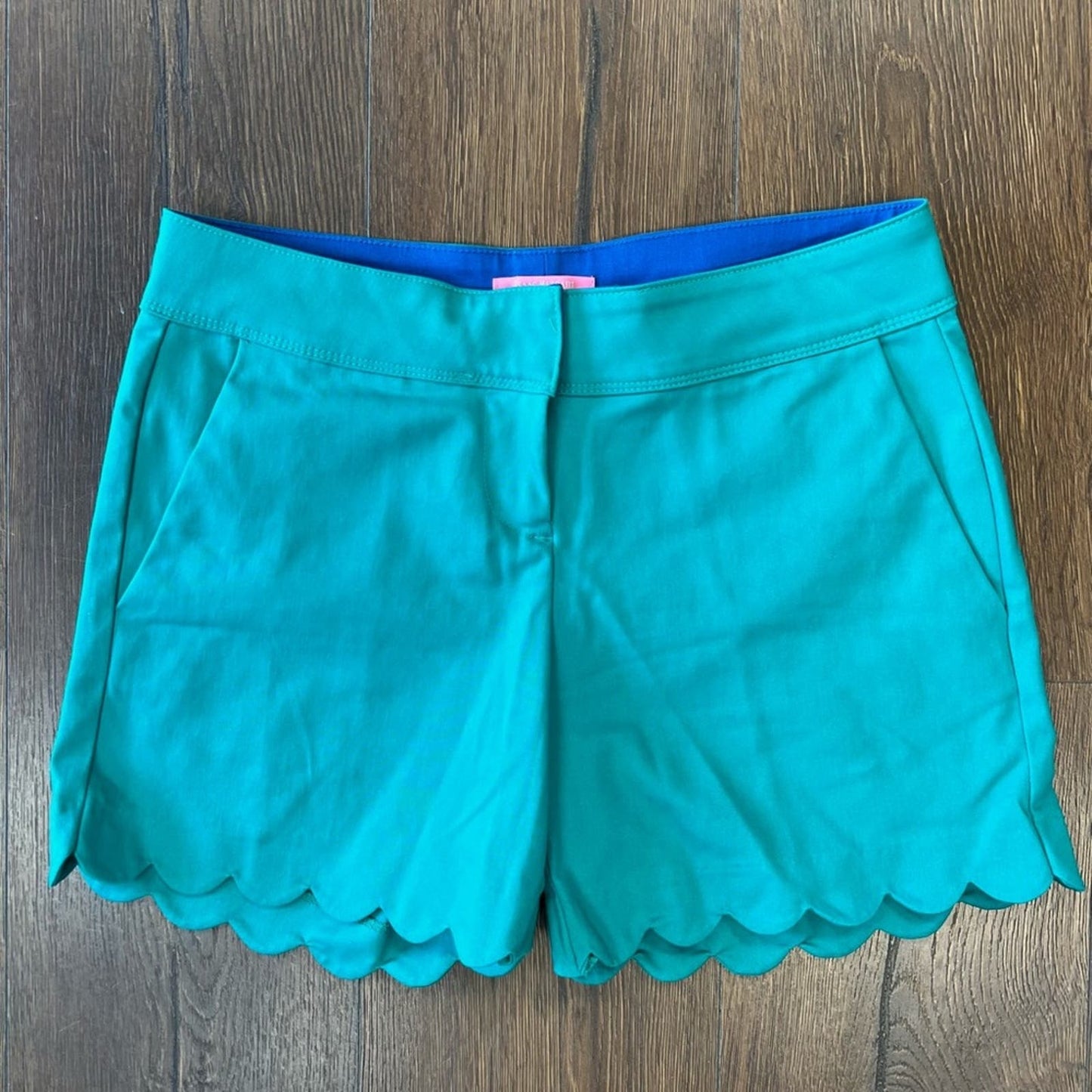 Isaac Mizrahi teal scalloped shirt SZ 4