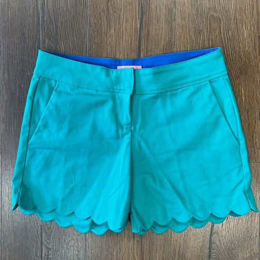 Isaac Mizrahi teal scalloped shirt SZ 4