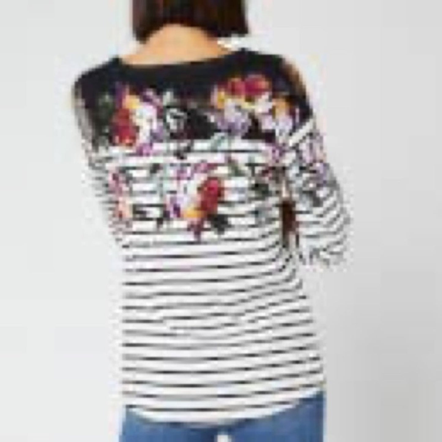 Joules Women's Harbour Peony Print Top - Black/White SZ 10