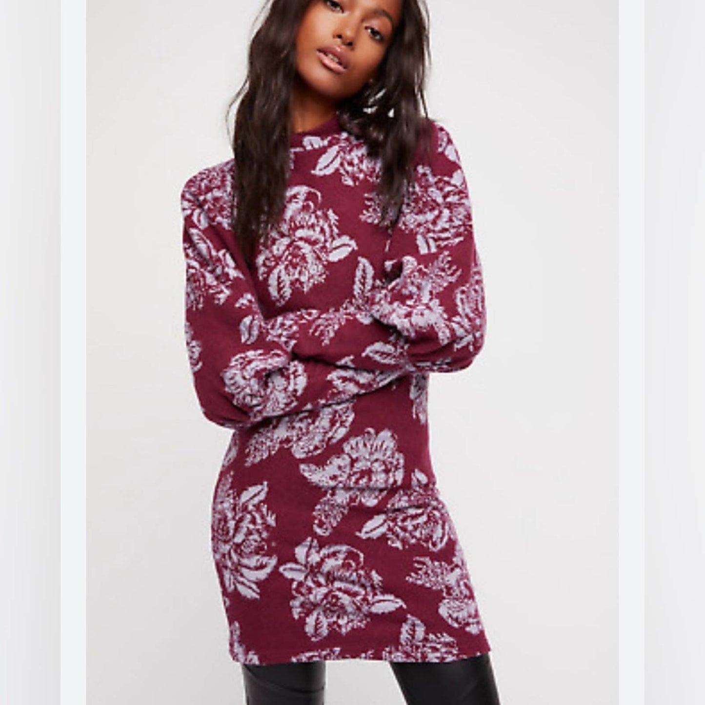 🆕 FREE PEOPLE Plum Purple Farrah Wool Blend Sweater Dress SZ XS